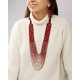 thumbnail image 1 of Red and Black Seed Bead Jewelry Set – Statement Necklace, 1 of 9