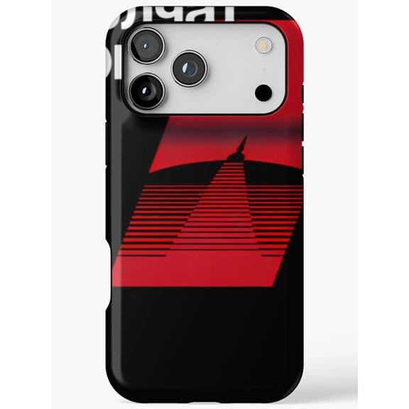 Red and Black Striped Pyramid Geometric Tough Phone Case for Select Apple iPhone Models, Polycarbonate and TPU