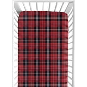 Red and Black Woodland Plaid Flannel Baby or Toddler Fitted Crib Sheet for Rustic Patch Collection by Sweet Jojo Designs