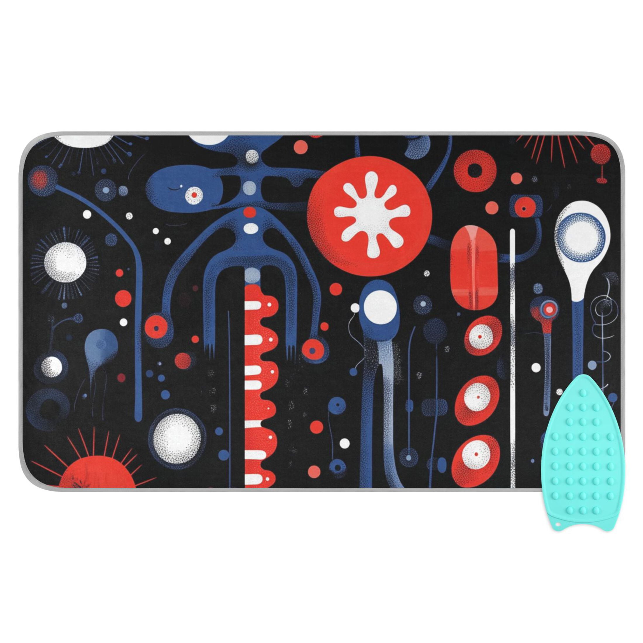 Red and Blue Abstract Ironing Mat Blanket for Table Top Travel Portable Ironing Board Pad 47.2x27.6 Inch