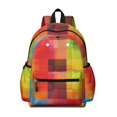 thumbnail image 1 of Red and Blue Checkered Pattern Backpack for School, Cute School Bag with Adjustable Shoulder Straps and Padded Back, 13.4"x11"x4.7", 1 of 5