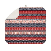 Red and Blue Christmas Knitted Pattern Dish Drying Mat for Kitchen 1 Pack, Ultra Absorbent Microfiber Dishes Drainer Mats,16x18in(41x46cm)