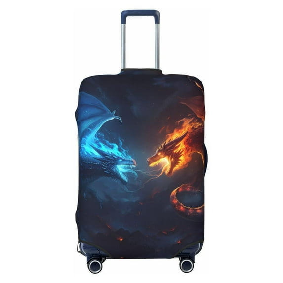 Red and Blue Fire Dragon C Luggage Cover Anti Scratch, Elastic Suitcase Protector Suitcase Covers for Luggage Fits 18-32 Inch Luggage