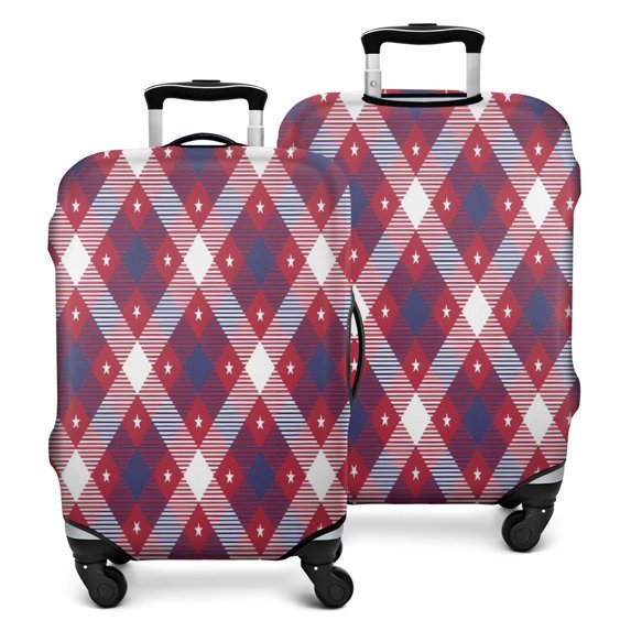 Red and Blue Star Argyle Pattern Luggage Cover Fashion Suitcase Cover Baggage Covers Fit 25-28 Inch Luggage (Go Travel)