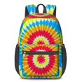 thumbnail image 1 of Red and Blue Tie Dye Pattern 17" Waterproof Oxford School Backpacks for Teens, S-Shape Padded Straps, for School, Travel, Hiking, Camping, 1 of 5