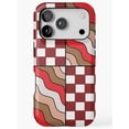 Red and Burgundy Checkerboard Wavy Stripe Tough Cell Phone Case for ...