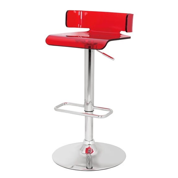 Red and Chrome Modern Stool | 360° Rotation for Bedroom and Counter | Adjustable Height with Sleek Low Backrest