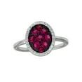 thumbnail image 1 of Red and Clear Pave Set Cubic Zirconia Oval Ring Rhodium Plated Sterling Silver Size 5, 1 of 3