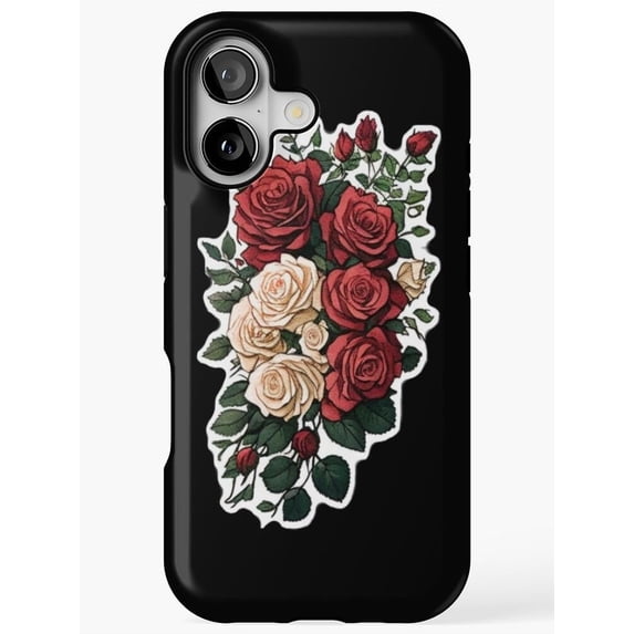 Red and Cream Rose Bouquet Tough Phone Case, Dual-Layer Polycarbonate ...