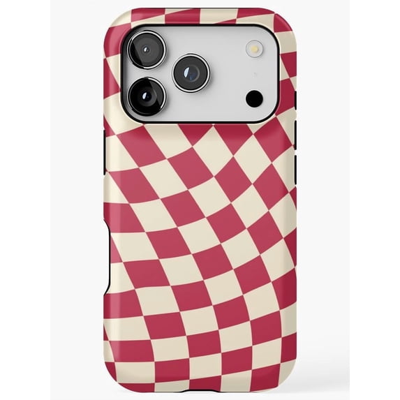 Red and Cream Wavy Checkerboard Tough Case for Apple iPhone ...