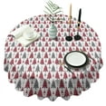 thumbnail image 1 of Red and Gray Christmas Tree Pattern Round Tablecloth 60"x60",Wrinkle Wipeable Table Cloth for Kitchen Dining Room Picnic Patio Party, 1 of 6