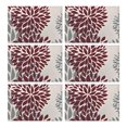thumbnail image 1 of Red and Gray Floral Pattern Summer Placemats Table Placemats Set Of 6-Linen Kitchen Washable Placemats Table Mats 11.8"x17.7" Non-Slip Heat Resistant, 1 of 5