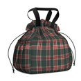 thumbnail image 1 of Red and Green Checkered Pattern Drawstring Insulated Lunch Bag for Women, Stain-Resistant Large Lunch Tote with Multi-Pockets for Work Office, 1 of 6