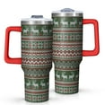 thumbnail image 1 of Red and Green Christmas Reindeer Pattern Tumbler with Handle and Lid,40oz Double Wall Vacuum Insulated Tumbler,Cups Gift for Women and Men, 1 of 7