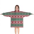 thumbnail image 1 of Red and Green Christmas Snowman Pattern Blanket Hoodies for Kids 6-13YR Oversize Wearable Blanket Hoodies for Boys Girls Teens, 1 of 7