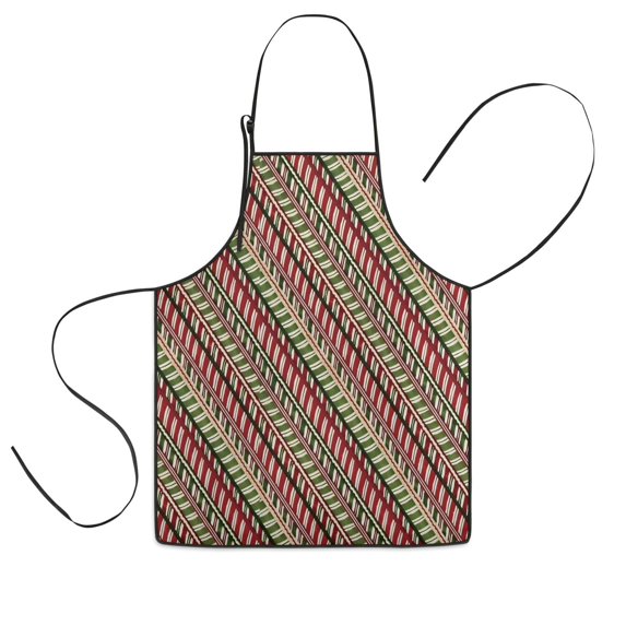 Red and Green Christmas Striped Pattern Kids Aprons for Girls and Boys,Adjustable Neck Strap Toddler Aprons for Kids Cooking Baking