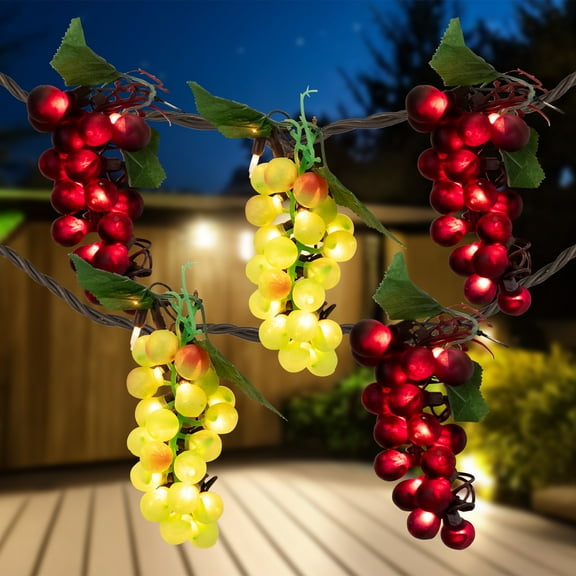 Red and Green Grape Summer Patio Light Set - 5 Clusters 35 Lights