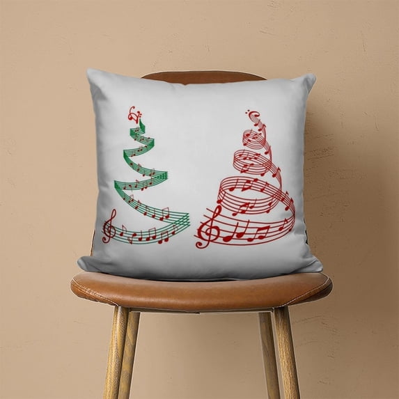 Polyester Notes Red and Green Musical Note Christmas Trees Square Pillow Case, 100% ...