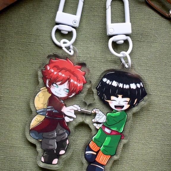 Red and Green Ninja Magnetic Acrylic Keychains, random 1pc