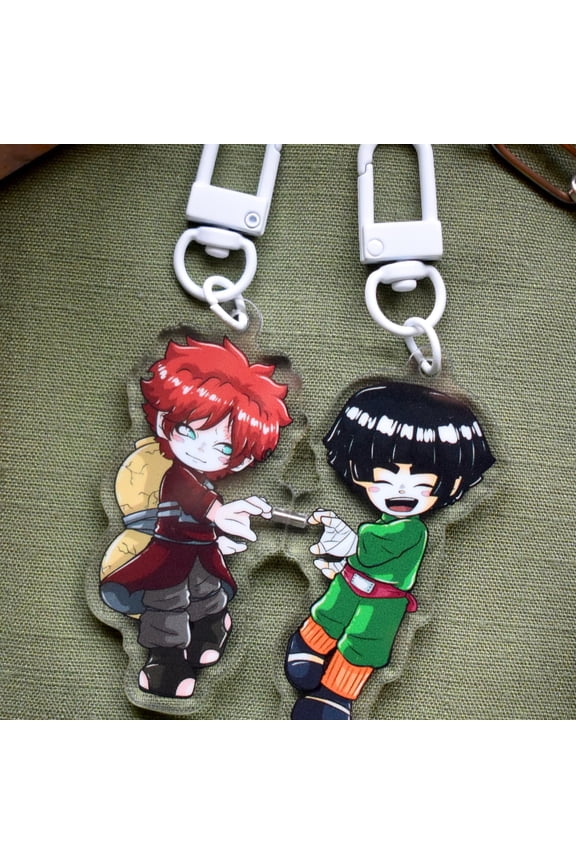 Red and Green Ninja Magnetic Acrylic Keychains, random 1pc