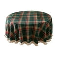 thumbnail image 1 of Red and Green Plaid Tassels Christmas Tablecloth - Round Woven Polyester-Cotton Blend - Festive Table Cover for Home, Party, and Dining Decor, 1 of 9
