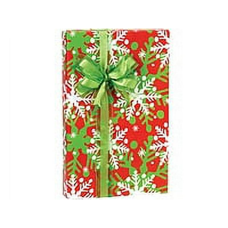 Red with White Christmas Snowflakes Holiday Christmas Gift Premium Wrapping  Paper 15ft
