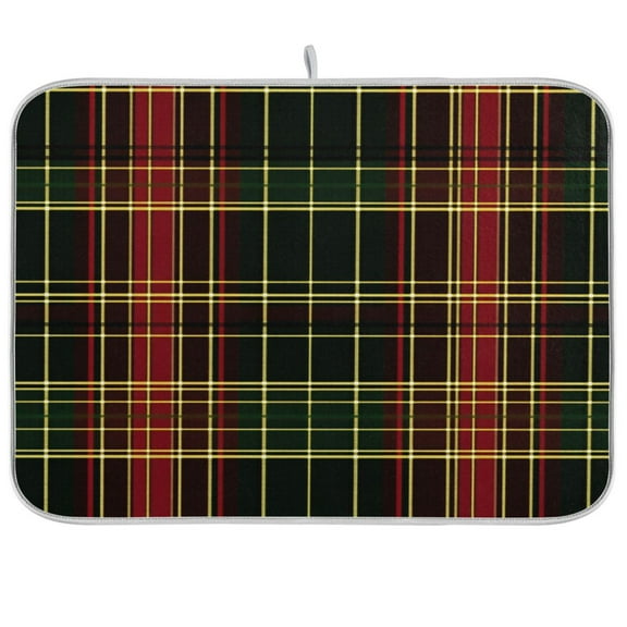 Red and Green Tartan Plaid Dish Drying Mat Kitchen Mats Microfiber Counter Absorbent Dish Pad Drainer Rack
