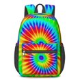 thumbnail image 1 of Red and Green Tie Dye Pattern 17" Waterproof Oxford School Backpacks for Teens, S-Shape Padded Straps, for School, Travel, Hiking, Camping, 1 of 5