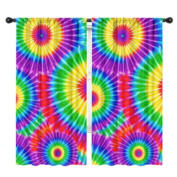 Red and Green Tie Dye Pattern Insulated Teens Curtains Set Of 2, Bedroom Essentials, Toddler Room Decor 42x84in(106x213cm)
