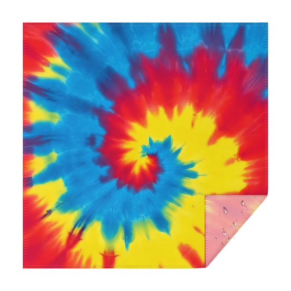 Red and Green Tie Dye Pattern Square Tablecloth, Waterproof Wipeable Spillproof Washable Table Cover for Home Kitchen Party and Daily Decor 52"x52"