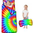 thumbnail image 1 of Red and Green Tie Dye Pattern Teens Toddler Nap Mat with Pillow, Sleeping Mat Bag for Preschool Daycare 59"x22", 1 of 6
