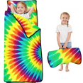 thumbnail image 1 of Red and Green Tie Dye Pattern Teens Toddler Nap Mat with Pillow, Sleeping Mat Bag for Preschool Daycare 60"x20", 1 of 6