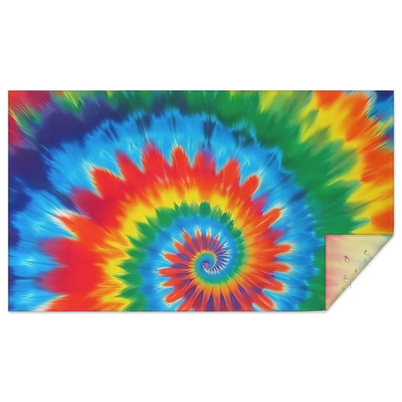 Green Tablecloth Pattern Red and Green Tie Dye Pattern Waterproof Tablecloth, Rectangular Fabric ...