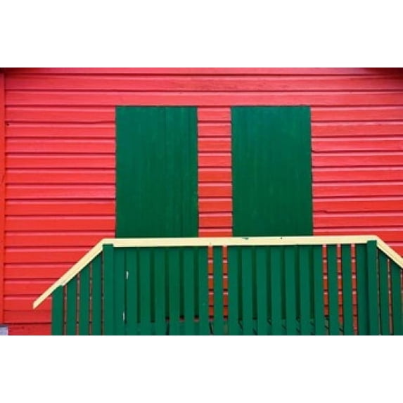 Red and Green wooden cottages, Muizenberg Resort, Cape Town, South Africa Poster Print by Alison Wright (17 x 11)