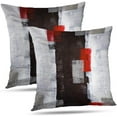 thumbnail image 1 of Red and Grey Pillow Cover, Modern Black White Decorative Throw Pillow Cushion Cover for Bedroom Sofa Living Room 16 x 16 Inch Set of 2, 1 of 6