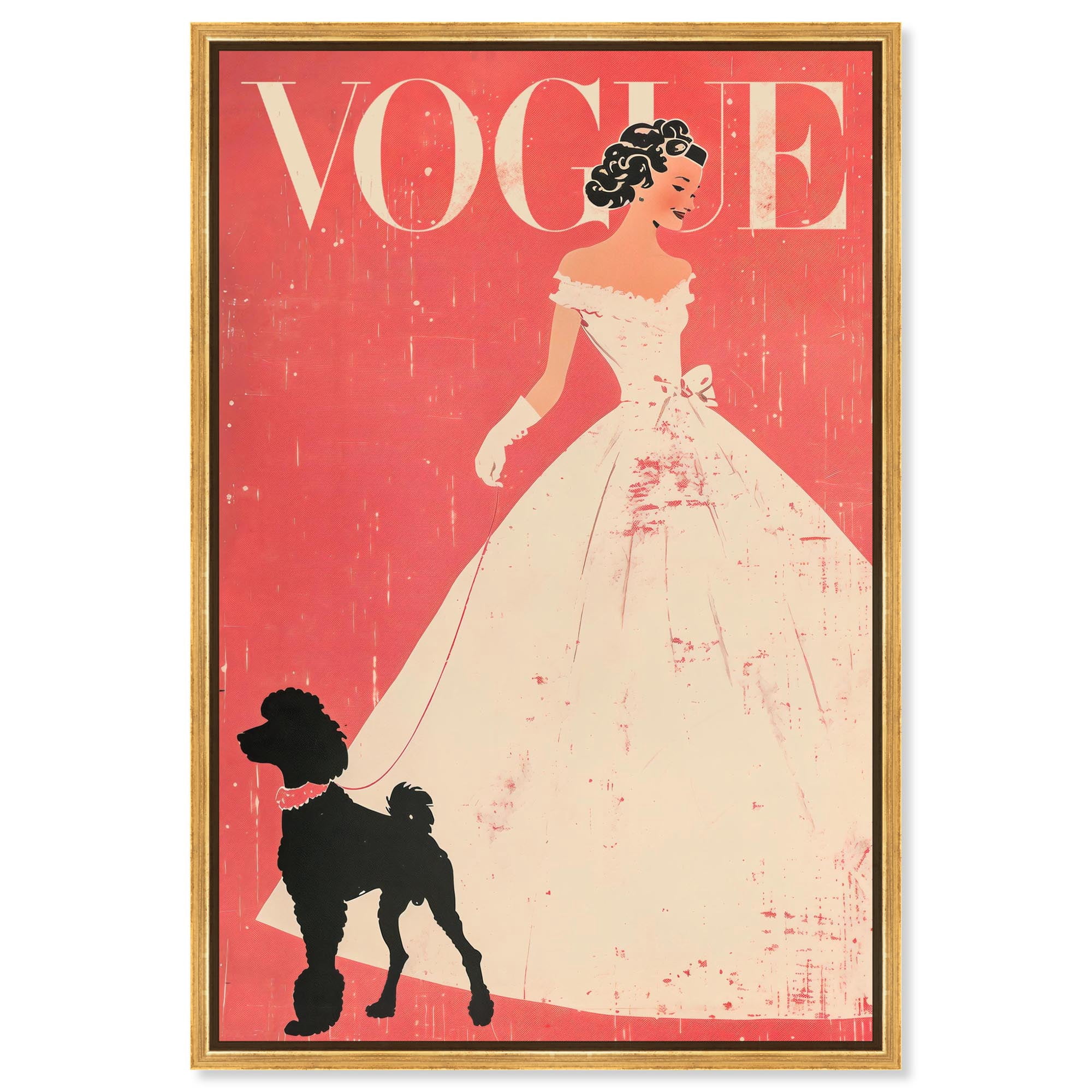 Red and Ivory Cover Canvas Retro Fashion Poster by Art Remedy, Gold ...