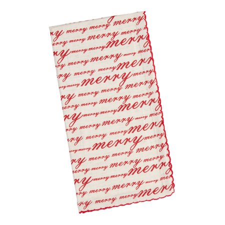 Red and Natural Merry Script Napkins 4 ea Pack of 2