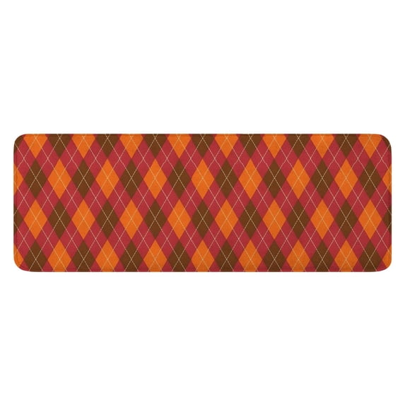 Red and Orange Argyle Pattern Kitchen Rug Mat,Kitchen Runner Rugs Non Skid Washable,Decorative Kitchen Floor Mats for Kitchen,Sink,Laundry,17"x47.2"