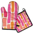 thumbnail image 1 of Red and Orange Modern Art Geometric Kitchen Oven Mitt and Pot Holder Sets 2 Pcs for Baking, Cooking and Grilling, Heat Resistant Up To 392 °F, 1 of 7