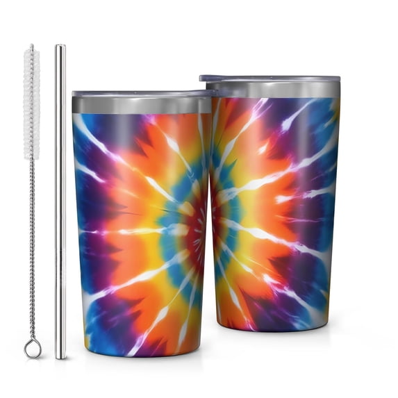 Red and Orange Tie Dye Pattern Car Tumbler 1 Pack, Vacuum Insulated ...