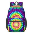 thumbnail image 1 of Red and Purple Tie Dye Pattern 17" Waterproof Oxford School Backpacks for Teens, S-Shape Padded Straps, for School, Travel, Hiking, Camping, 1 of 5