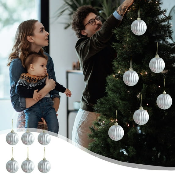 Red and Silver Christmas Ball Ornaments, 6-Pack Plastic Hanging Decor for Tree and Home Party, 5-7cm Festive Shiny Baubles