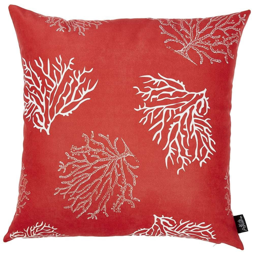 Red and Silver Coral Reef Decorative Throw Pillow Set