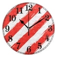 thumbnail image 1 of Red and White Art Stripes Silent Wall Clock 10" Non-Ticking Battery Clock, 1 of 7