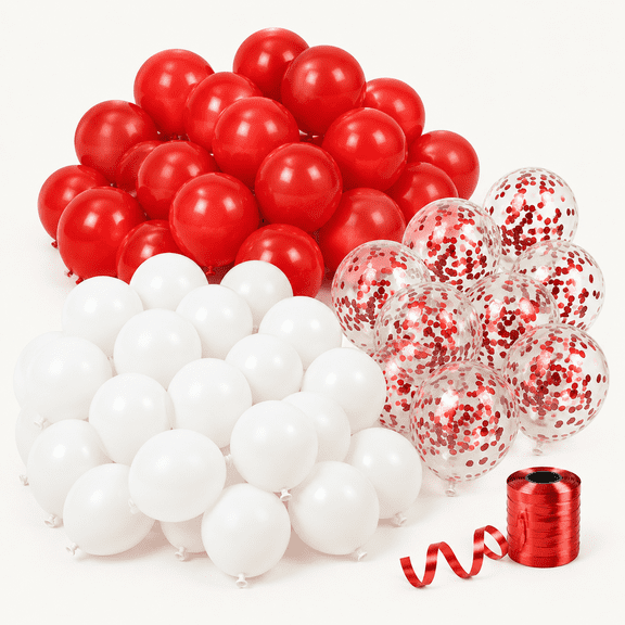 Red and White Balloons, 12 Inches Latex Balloons