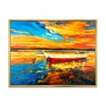 thumbnail image 1 of Red and White Boats By The Pier At A VIbrant Sunset 32 in x 16 in Framed Painting Canvas Art Print, by Designart, 1 of 5
