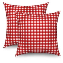 Red and White Buffalo Check Plaid Throw Pillow Covers 18x18 Set of 2,Farmhouse Linen Pillow Cases for Bedroom Sofa Couch