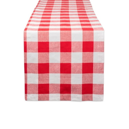 DII 14x108" Modern Cotton Buffalo Check Table Runner in Red and White