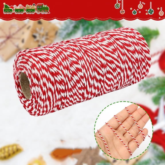 Red and White Butchers Twine, Cotton Cooking Twine for Trussing Turkey, Roasting, Baking, Bacon, Pumpkin Bread, Kitchen Use & Gift Wrapping