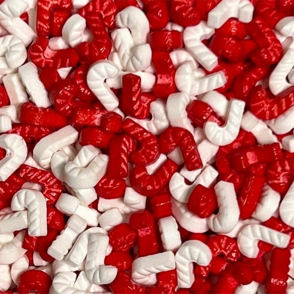 Krazy Sprinkles - Edible Red and White Candy Cane Shapes - Bold Cake Decoration, 1/2 Cup
